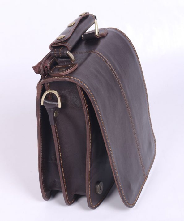 کیف رو دوشی مردانه چرم طبیعی قهوه‌ای